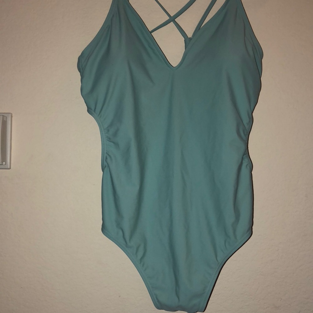Turquoise one piece bathing suit